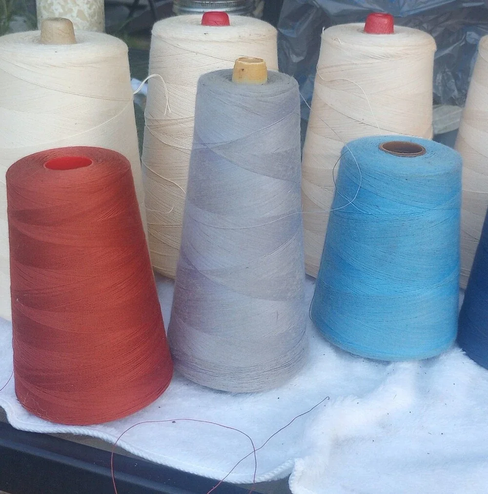 9 Spools Natural, Blues,Rust Cones Thread Set - Spools